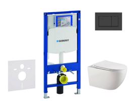 GEBERIT Duofix Set předstěnové instalace, klozetu Gaia a sedátka softclose, tlačítko Sigma30, matná černá/černá SANI11CA5106