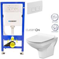 Geberit Duofix tlačítko DELTA50 bílé WC CERSANIT CARINA CLEANON + SEDÁTKO 458.103.00.1 50BI CA3