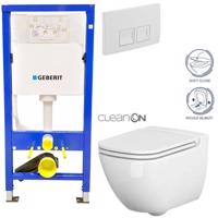 Geberit Duofix tlačítko DELTA50 bílé WC CERSANIT CASPIA CLEANON + SEDÁTKO 458.103.00.1 50BI CP1