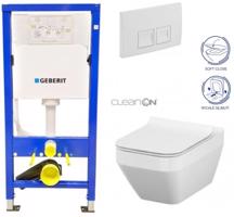 Geberit Duofix tlačítko DELTA50 bílé WC CERSANIT CREA ČTVEREC CLEANON + SEDÁTKO 458.103.00.1 50BI CR2