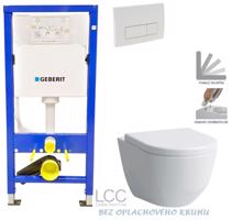 Geberit Duofix tlačítko DELTA51 BÍLÉ WC LAUFEN PRO LCC RIMLESS + SEDÁTKO 458.103.00.1 51BI LP2