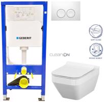 GEBERIT DuofixBasic s bílým tlačítkem DELTA21 + WC CERSANIT CLEANON CREA čtverec + SEDÁTKO 458.103.00.1 21BI CR2