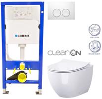 GEBERIT DuofixBasic s bílým tlačítkem DELTA21 + WC CERSANIT ZEN CLEANON + SEDÁTKO 458.103.00.1 21BI HA1