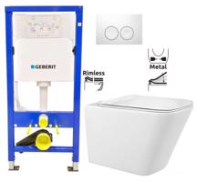 GEBERIT DuofixBasic s bílým tlačítkem DELTA21 + WC REA  Raul Rimless + SEDÁTKO 458.103.00.1 21BI RA1