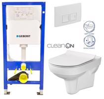 GEBERIT DuofixBasic s bílým tlačítkem DELTA50 + WC CERSANIT CITY NEW CLEANON + WC SEDÁTKO SLIM 458.103.00.1 50BI CI2