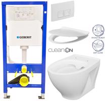 GEBERIT DuofixBasic s bílým tlačítkem DELTA50 + WC CERSANIT CLEANON MODUO + SEDÁTKO 458.103.00.1 50BI MO1