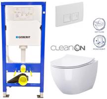 GEBERIT DuofixBasic s bílým tlačítkem DELTA50 + WC CERSANIT ZEN CLEANON + SEDÁTKO 458.103.00.1 50BI HA1