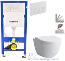 GEBERIT DuofixBasic s bílým tlačítkem DELTA50 + WC LAUFEN PRO LCC RIMLESS + SEDÁTKO 458.103.00.1 50BI LP2