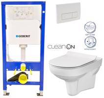 GEBERIT DuofixBasic s bílým tlačítkem DELTA51 + WC CERSANIT CITY NEW CLEANON + WC SEDÁTKO SLIM 458.103.00.1 51BI CI2