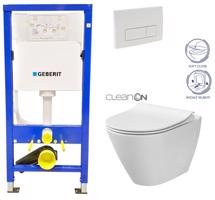 GEBERIT DuofixBasic s bílým tlačítkem DELTA51 + WC CERSANIT CLEANON CITY 458.103.00.1 51BI CI1