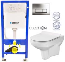 GEBERIT DuofixBasic s chromovým tlačítkem DELTA51 + WC CERSANIT CITY NEW CLEANON + WC SEDÁTKO SLIM 458.103.00.1 51CR CI2