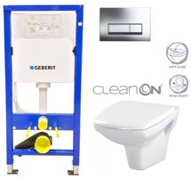 GEBERIT DuofixBasic s chromovým tlačítkem DELTA51 + WC CERSANIT CLEANON CARINA + SEDÁTKO 458.103.00.1 CA2