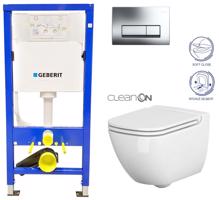 GEBERIT DuofixBasic s chromovým tlačítkem DELTA51 + WC CERSANIT CLEANON CASPIA + SEDÁTKO 458.103.00.1 CP1