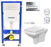 GEBERIT DuofixBasic s chromovým tlačítkem DELTA51 + WC CERSANIT CLEANON COMO + SEDÁTKO 458.103.00.1 CO1