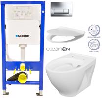 GEBERIT DuofixBasic s chromovým tlačítkem DELTA51 + WC CERSANIT CLEANON MODUO + SEDÁTKO 458.103.00.1 51CR MO1