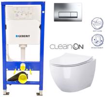 GEBERIT DuofixBasic s chromovým tlačítkem DELTA51 + WC CERSANIT ZEN CLEANON + SEDÁTKO 458.103.00.1 HA1