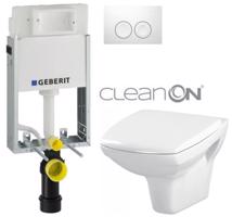 Geberit KOMBIFIX Basic tlačítko DELTA 21 Bílé WC CERSANIT CARINA + SEDÁTKO 110.100.00.1 21BI CA1