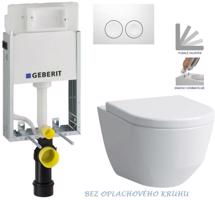 Geberit KOMBIFIX Basic tlačítko DELTA 21 Bílé WC LAUFEN PRO RIMLESS + SEDÁTKO 110.100.00.1 21BI LP1