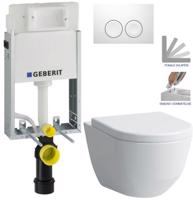 Geberit KOMBIFIX Basic tlačítko DELTA 21 Bílé WC LAUFEN PRO + SEDÁTKO 110.100.00.1 21BI LP3