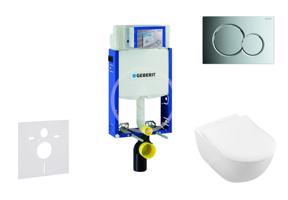 GEBERIT Kombifix Modul pro závěsné WC s tlačítkem Sigma01, lesklý chrom + Villeroy Boch WC a sedátko, DirectFlush, SoftClose, CeramicPlus 110.302.00.5 NI2