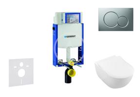 GEBERIT Kombifix Modul pro závěsné WC s tlačítkem Sigma01, matný chrom + Villeroy Boch WC a sedátko, DirectFlush, SoftClose, CeramicPlus 110.302.00.5 NI3