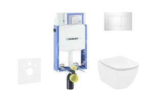 GEBERIT Kombifix Modul pro závěsné WC s tlačítkem Sigma30, lesklý chrom/chrom mat + Ideal Standard Tesi WC a sedátko, Aquablade, SoftClose 110.302.00.5 NU6