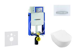 GEBERIT Kombifix Modul pro závěsné WC s tlačítkem Sigma50, alpská bílá + Villeroy Boch WC a sedátko, DirectFlush, SoftClose, CeramicPlus 110.302.00.5 NI8