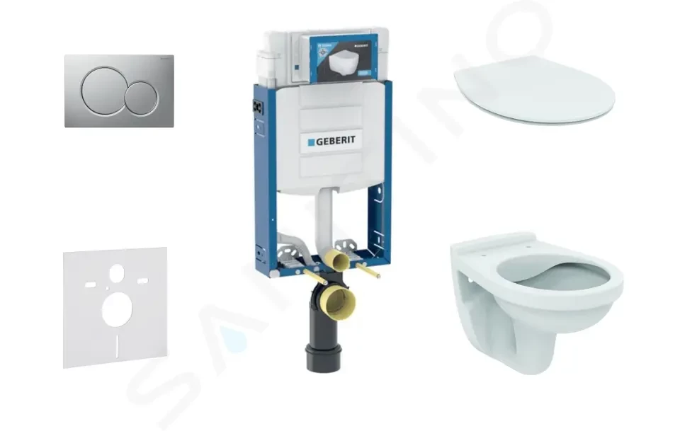 GEBERIT Kombifix Set předstěnové instalace, klozet Alpha se sedátkem, tlačítko Sigma01, matný chrom 110.302.00.5 ND3