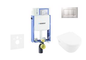 GEBERIT Kombifix Set předstěnové instalace, klozetu a sedátka Villeroy & Boch, tlačítka Sigma30, DirectFlush, SoftClose, CeramicPlus, matný chrom/chrom 110.302.00.5 NB7