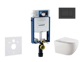 GEBERIT Kombifix Set předstěnové instalace, klozetu Gaia a sedátka softclose, tlačítko Sigma30, matná černá/černá SANI15CA5106