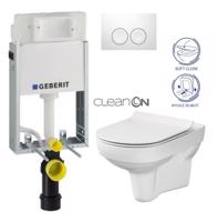 GEBERIT KOMBIFIXBasic vč. bílého tlačítka DELTA 21 + WC CERSANIT CITY NEW CLEANON + WC SEDÁTKO SLIM 110.100.00.1 21BI CI2