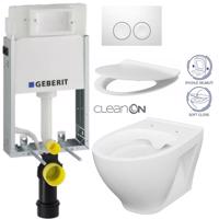 GEBERIT KOMBIFIXBasic vč. bílého tlačítka DELTA 21 + WC CERSANIT CLEANON MODUO + SEDÁTKO 110.100.00.1 21BI MO1