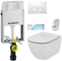 GEBERIT KOMBIFIXBasic vč. bílého tlačítka DELTA 21 + WC Ideal Standard Tesi se sedátkem SoftClose, AquaBlade  110.100.00.1 21BI TE1