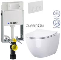 GEBERIT KOMBIFIXBasic vč. bílého  tlačítka DELTA 50 + WC CERSANIT ZEN CLEANON + SEDÁTKO 110.100.00.1 50BI HA1