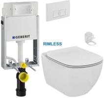 GEBERIT KOMBIFIXBasic vč. bílého  tlačítka DELTA 50 + WC Ideal Standard Tesi se sedátkem RIMLESS 110.100.00.1 50BI TE2