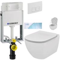 GEBERIT KOMBIFIXBasic vč. bílého  tlačítka DELTA 50 + WC Ideal Standard Tesi se sedátkem SoftClose, AquaBlade  110.100.00.1 50BI TE1