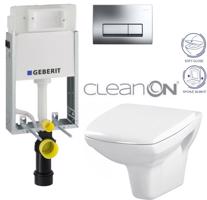 GEBERIT KOMBIFIXBasic vč. chromového tlačítka DELTA 51 + WC CERSANIT CLEANON CARINA + SEDÁTKO 110.100.00.1 51CR CA2