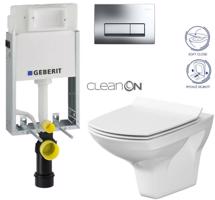 GEBERIT KOMBIFIXBasic vč. chromového tlačítka DELTA 51 + WC CERSANIT CLEANON CARINA + SEDÁTKO 110.100.00.1 51CR CA3