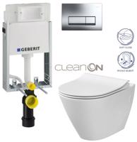 GEBERIT KOMBIFIXBasic vč. chromového tlačítka DELTA 51 + WC CERSANIT CLEANON CITY 110.100.00.1 51CR CI1