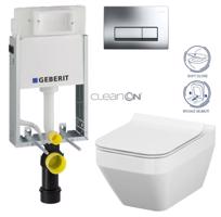 GEBERIT KOMBIFIXBasic vč. chromového tlačítka DELTA 51 + WC CERSANIT CLEANON CREA čtverec + SEDÁTKO 110.100.00.1 51CR CR2