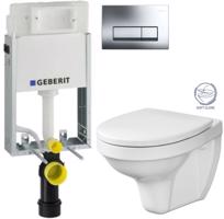 GEBERIT KOMBIFIXBasic vč. chromového tlačítka DELTA 51 + WC CERSANIT DELFI + SOFT SEDÁTKO 110.100.00.1 51CR DE2