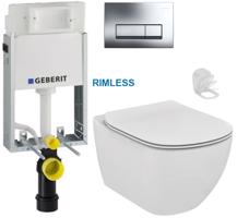 GEBERIT KOMBIFIXBasic vč. chromového tlačítka DELTA 51 + WC Ideal Standard Tesi se sedátkem RIMLESS 110.100.00.1 51CR TE2