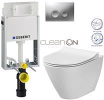 GEBERIT KOMBIFIXBasic vč. matného tlačítka DELTA 25 + WC CERSANIT CLEANON CITY 110.100.00.1 21MA CI1