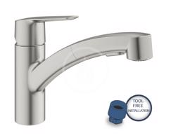 GROHE QuickFix Start Dřezová baterie s výsuvnou sprškou, supersteel 30531DC1