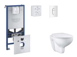 GROHE Rapid SLX Set předstěnové instalace, klozetu, sedátka SoftClose a tlačítka Arena Cosmopolitan, alpská bílá SANI11BB3102