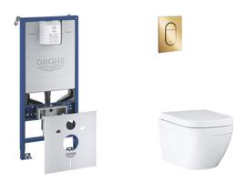 GROHE Rapid SLX Set předstěnové instalace, klozetu, sedátka SoftClose a tlačítka Arena Cosmopolitan S, Triple Vortex, Cool Sunrise SANI11BB4110