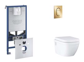 GROHE Rapid SLX Set předstěnové instalace, klozetu, sedátka SoftClose a tlačítka Arena Cosmopolitan S, Cool Sunrise SANI11BB4115