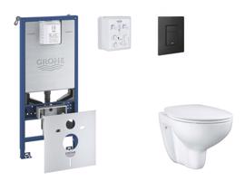 GROHE Rapid SLX Set předstěnové instalace, klozetu, sedátka SoftClose a tlačítka Even, phantom black SANI11BB5101