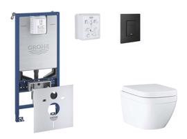 GROHE Rapid SLX Set předstěnové instalace, klozetu, sedátka SoftClose a tlačítka Even, Triple Vortex, phantom black SANI11BB5104