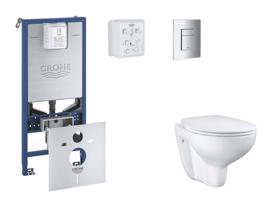 GROHE Rapid SLX Set předstěnové instalace, klozetu, sedátka SoftClose a tlačítka Skate Cosmopolitan, chrom SANI11BB2101